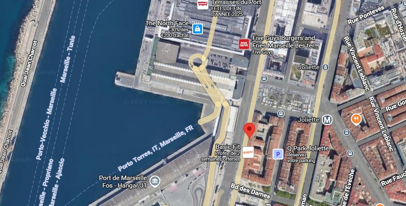 Plan de Marseille - 2 Quai de la Joliette, 13002 - Assurance auto temporaire port de Fos Marseille