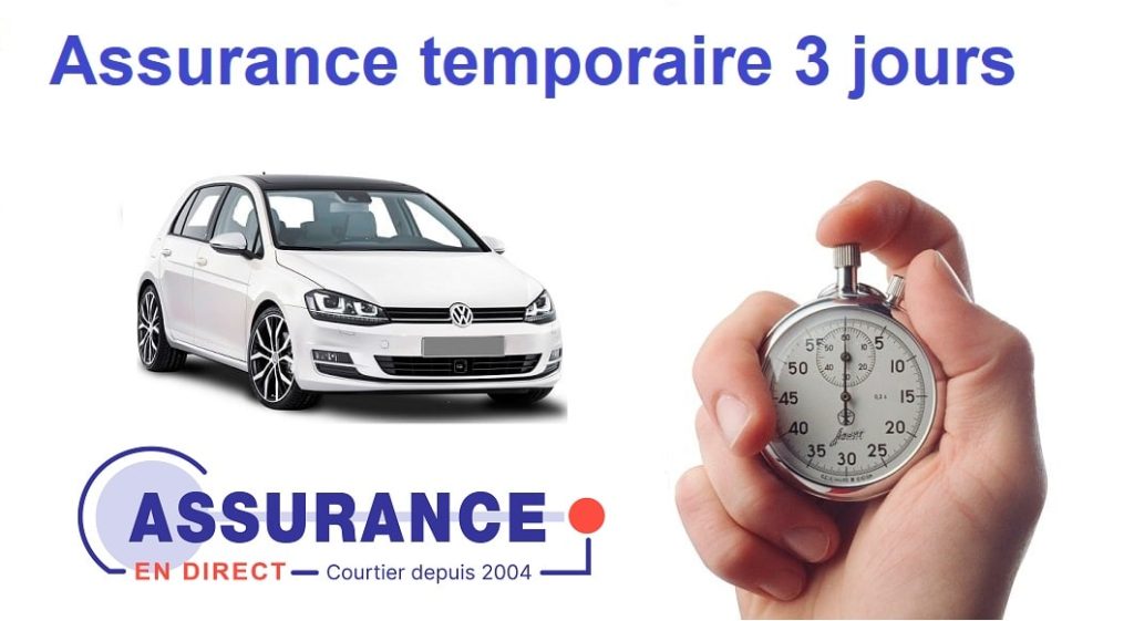 Une voiture et une main avec un chronomètre illustrant une assurance voiture de 3 jours