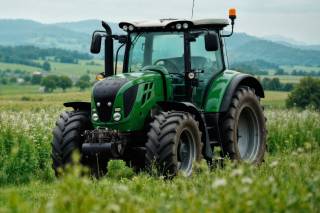 Tracteur agricole avec une assurance temporaire dans un champ